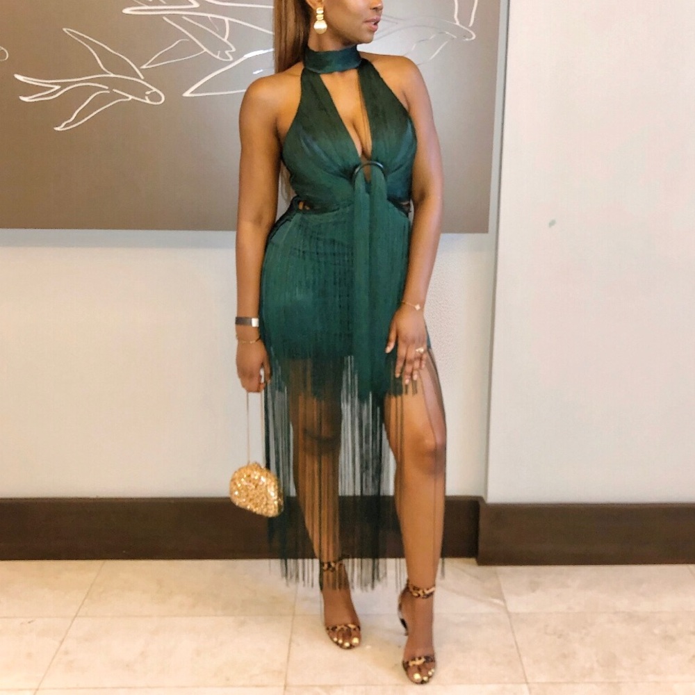 NYE green fringe dress (New Years Eve from ASOS)